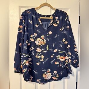 Fun 2 Fun Navy Floral Blouse